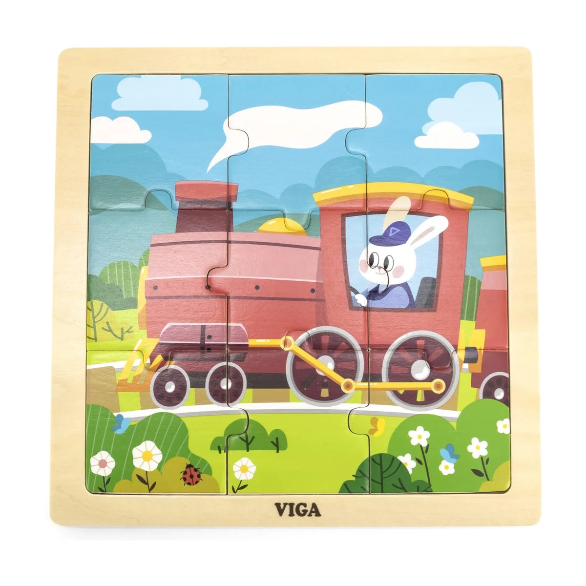 Viga Train Wooden Puzzle 9 Pcs