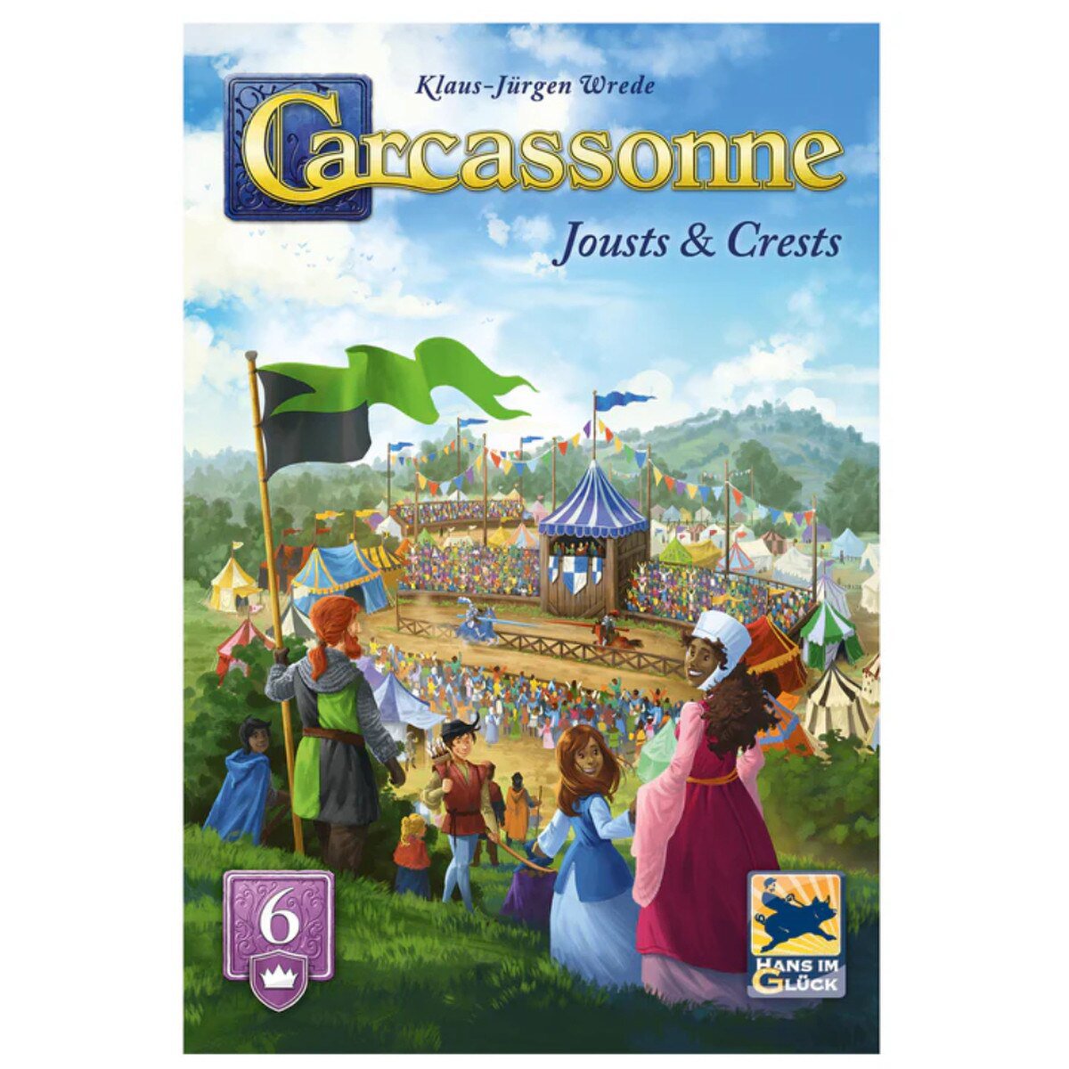 Carcassonne Jousts & Crests Expansion 6 front cover artwork with tournament scene