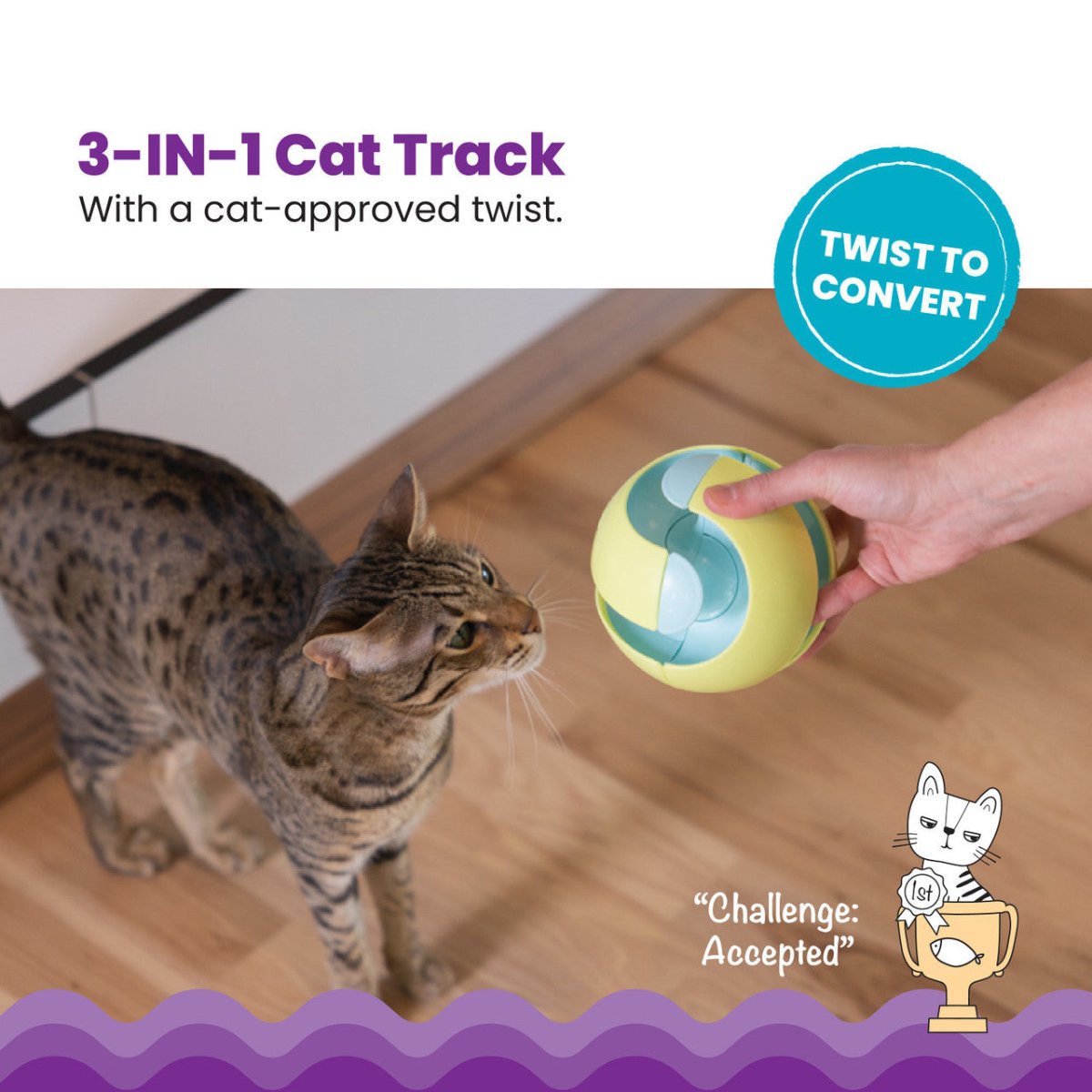 Catstages Twist-A-Ball Track 3-in-1 convertible cat track toy with twist to convert feature