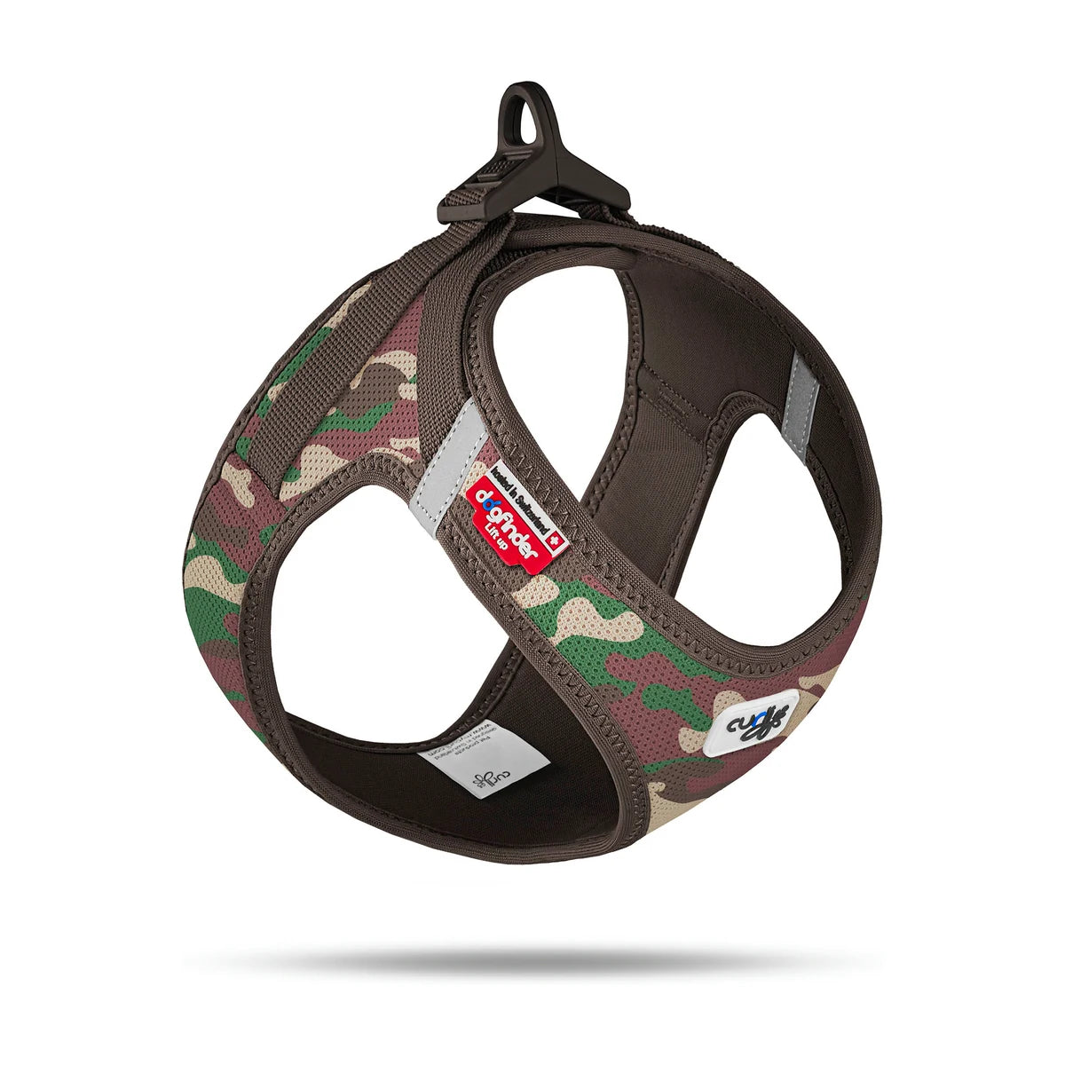 Curli Clasp Air-Mesh vest dog harness in Camo, studio product image