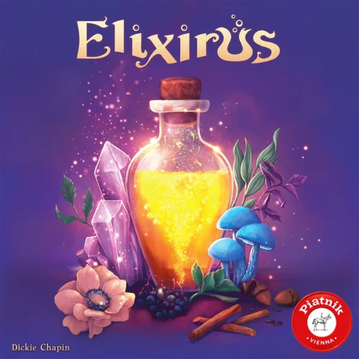 Front cover artwork for Elixirus magical potion board game