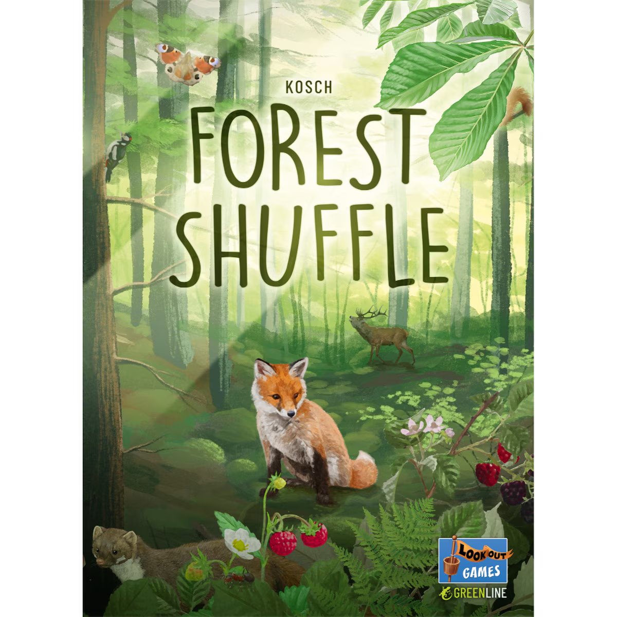 Forest Shuffle strategy card game box front with woodland fox and forest artwork