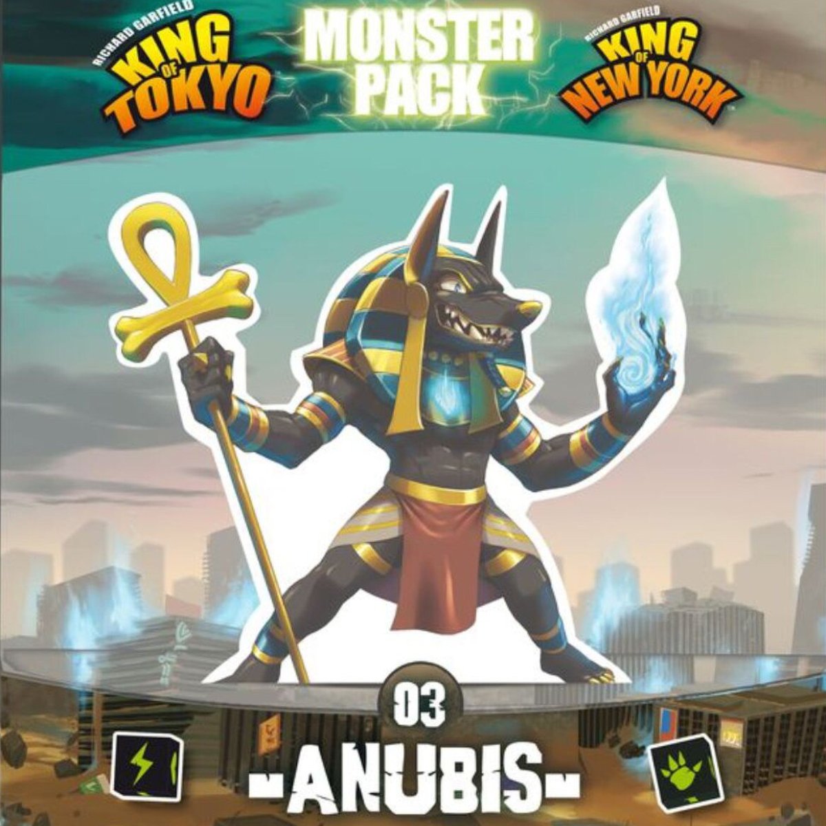 King of Tokyo Anubis Monster Pack cover art showing Anubis with Egyptian-inspired monster artwork