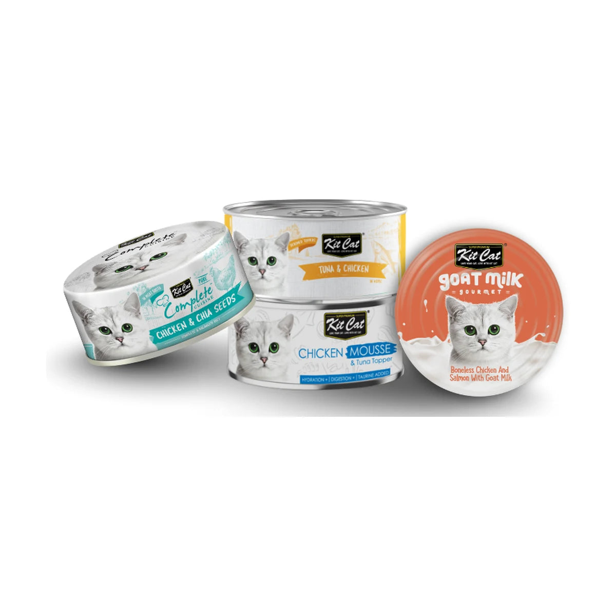 Kit Cat Sensory Texture Bundle with four assorted wet cat food cans