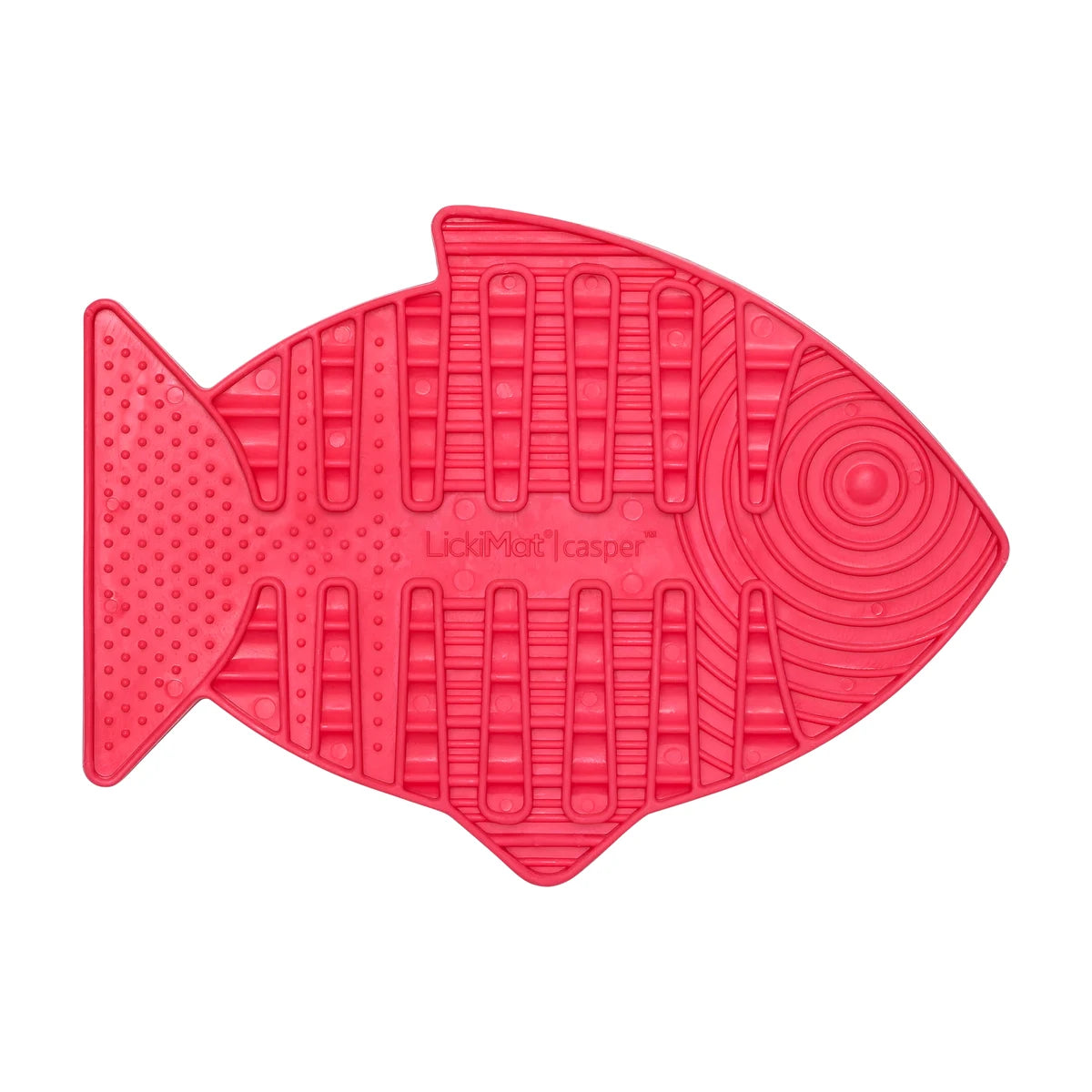 LickiMat Casper cat lick mat pink fish shape slow feeder for wet food treats yogurt and purees