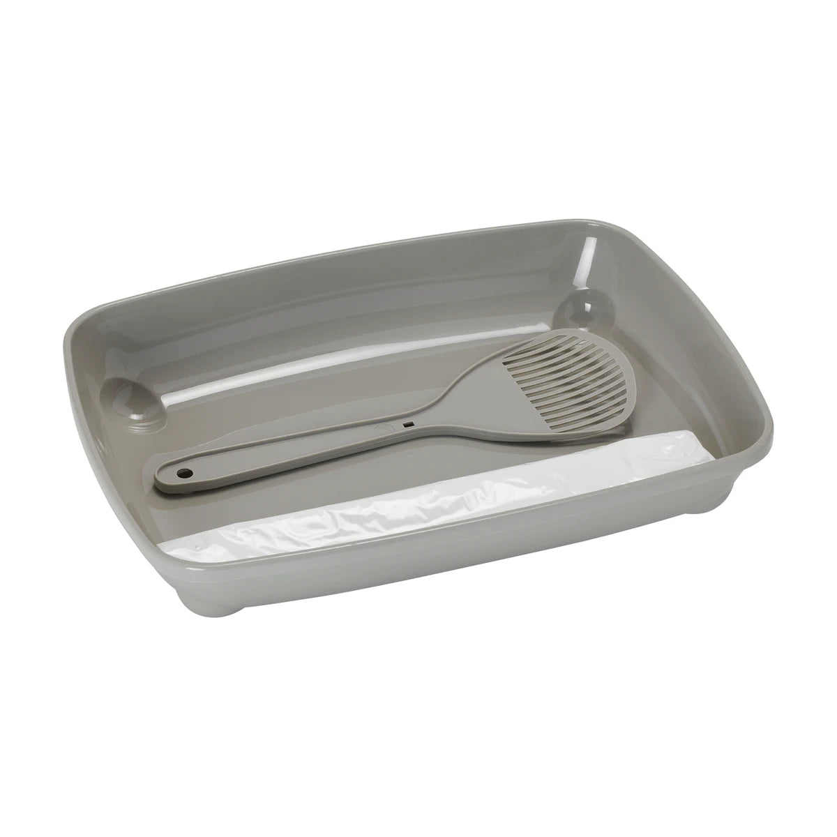 Moderna Kitten Starter Kit in Warm Grey with litter tray scoop and liner bags