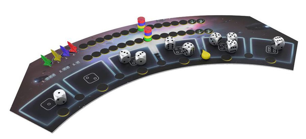 Pulsar 2849 strategy board game dice drafting board and components