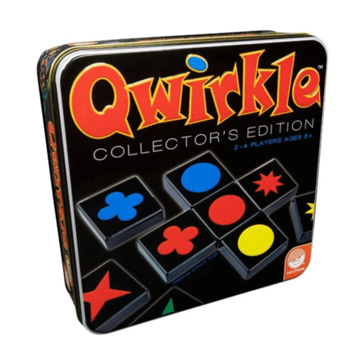 Qwirkle Collector’s Edition strategy tile game angled box image with acrylic tile artwork