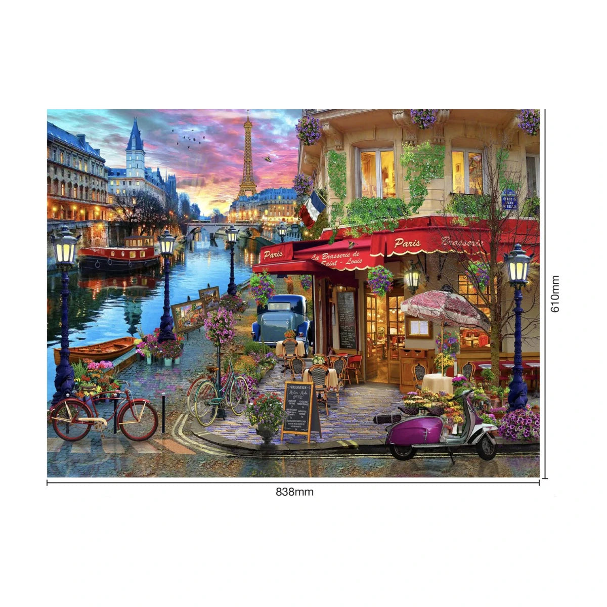 On the Seine 1500pc puzzle finished size dimensions 838 x 610mm