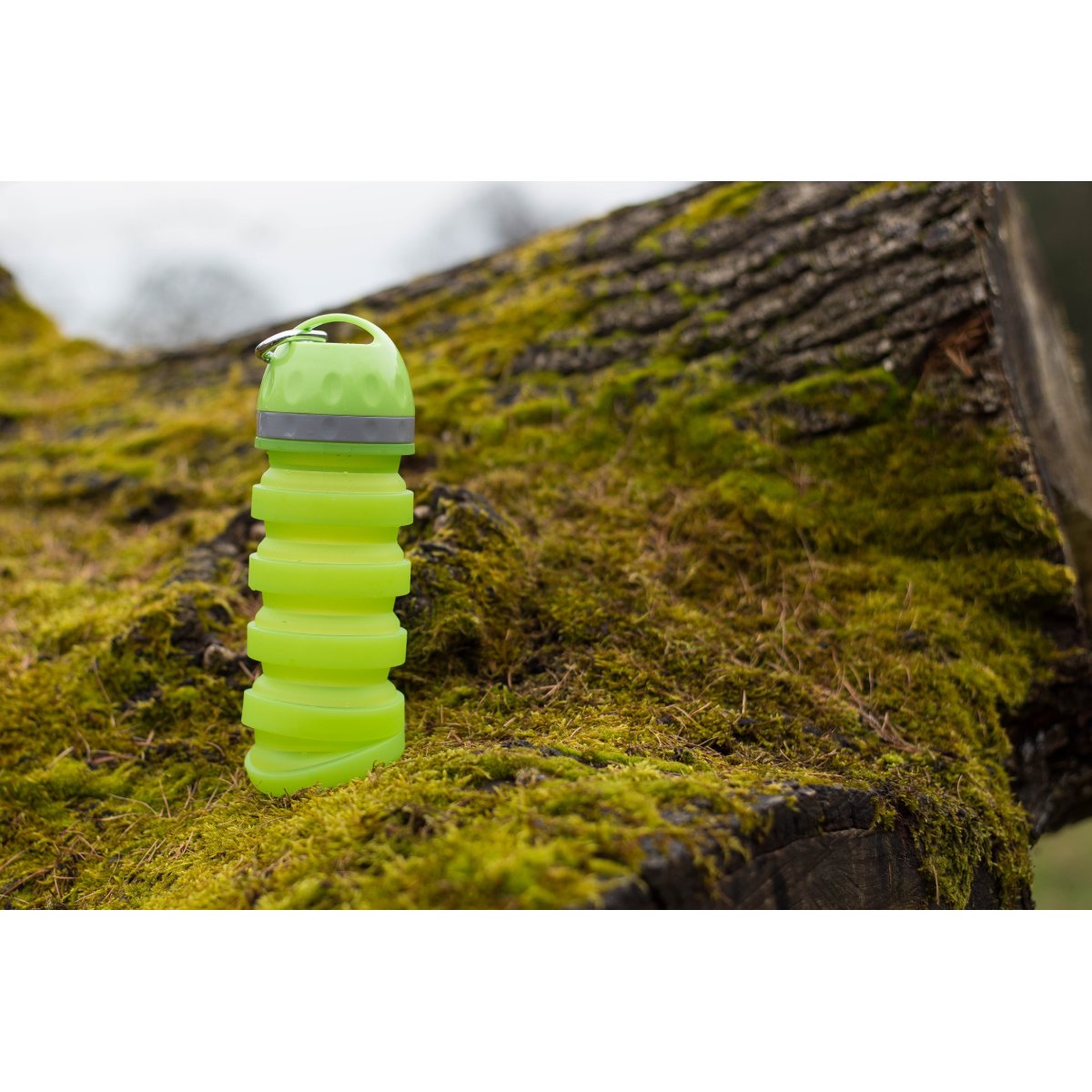 Rosewood Portable Collapsible Travel Bottle expanded outdoors for pet travel and walks