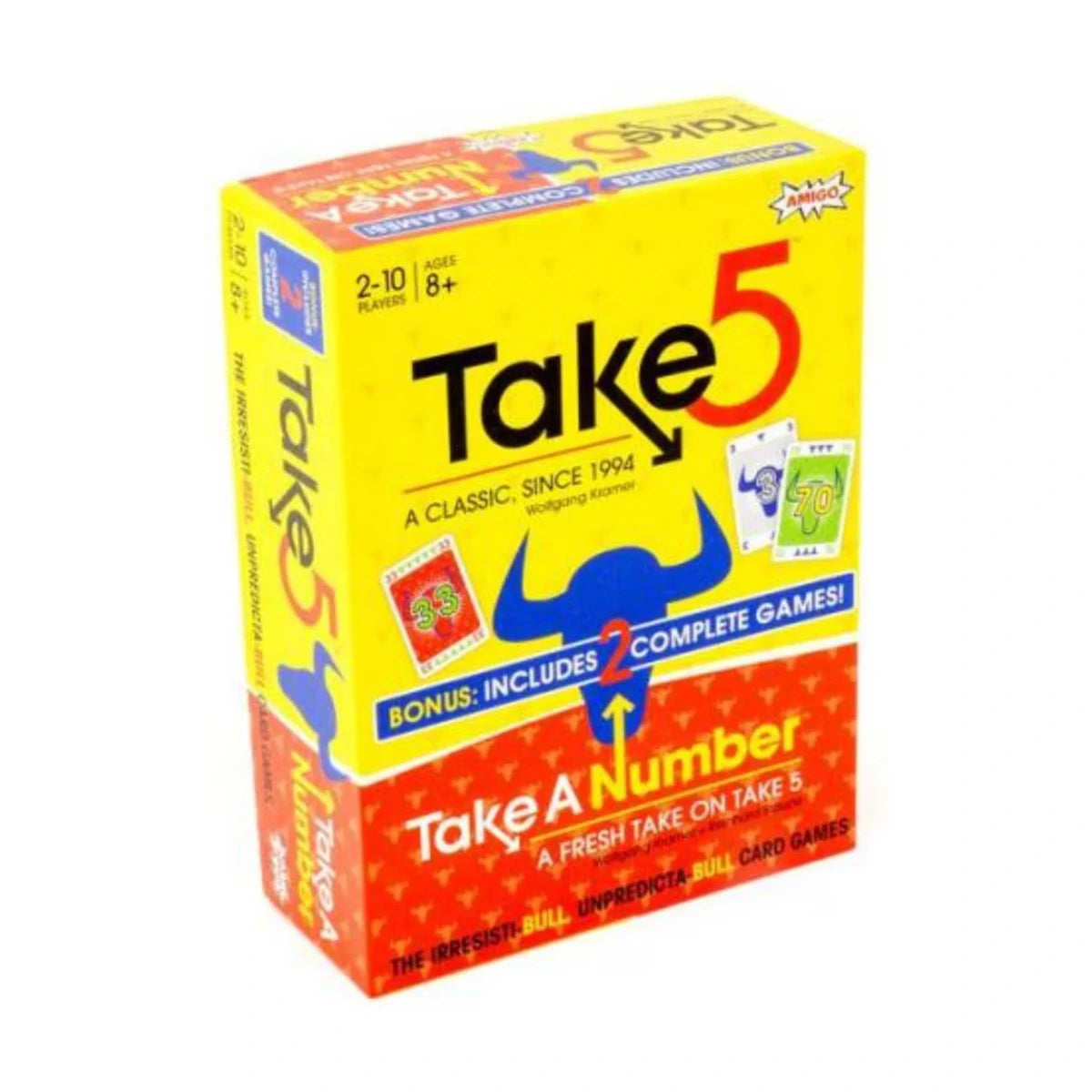 Take 5 and Take a Number card game box by AMIGO Games for 2 to 10 players ages 8 plus