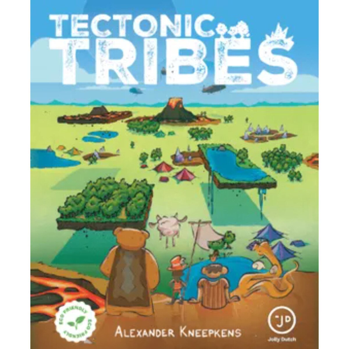 Tectonic Tribes Card Game front cover artwork with the shifting landscape of Joldu