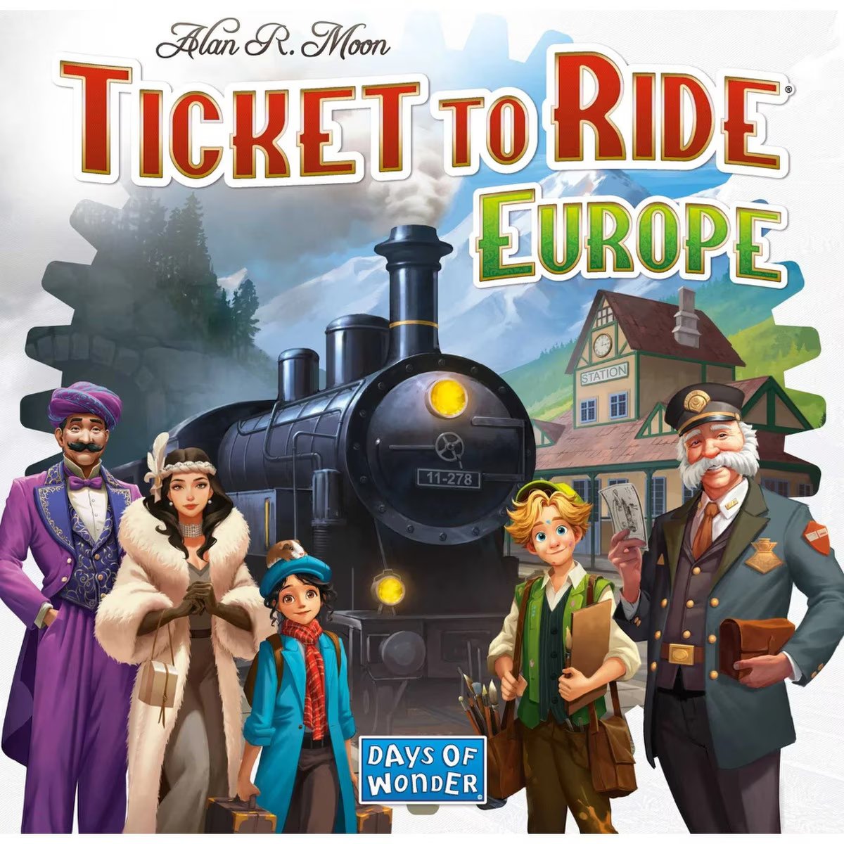 Ticket to Ride Europe 2026 Refresh cover artwork showing a steam train and travellers at a European station