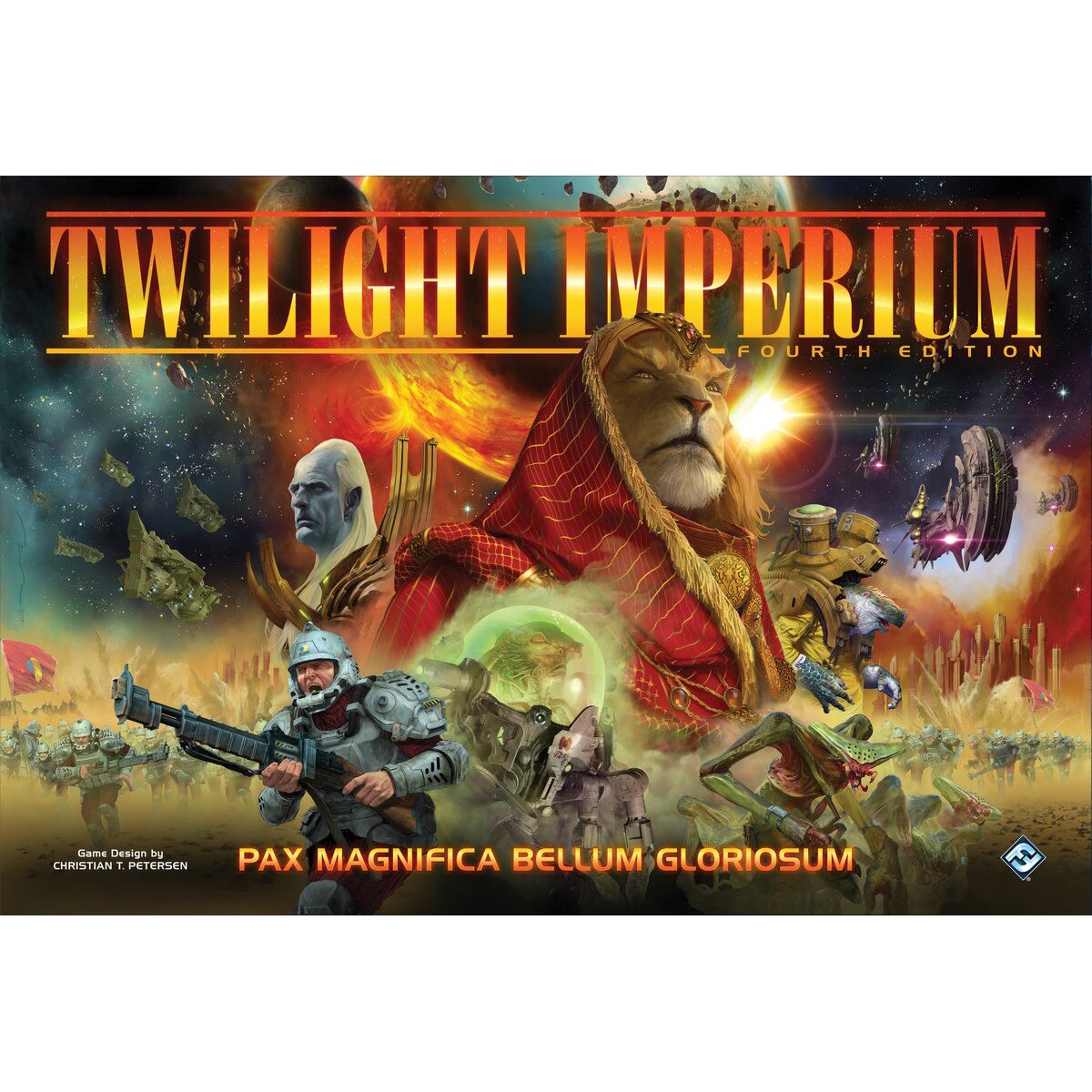 Twilight Imperium Fourth Edition front cover artwork for an epic 3 to 6 player space empire strategy board game