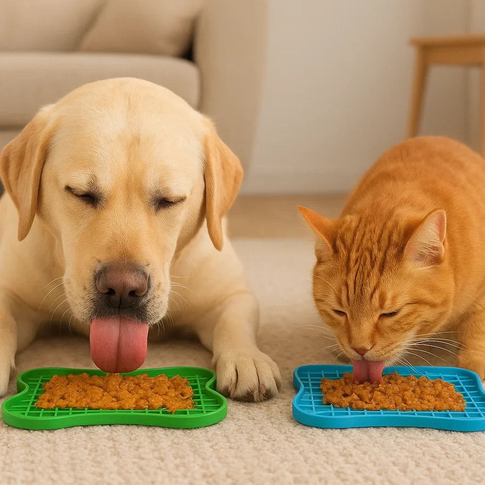 Dog and Cat licking on their LickiMats - LickiMats - Afrishon World