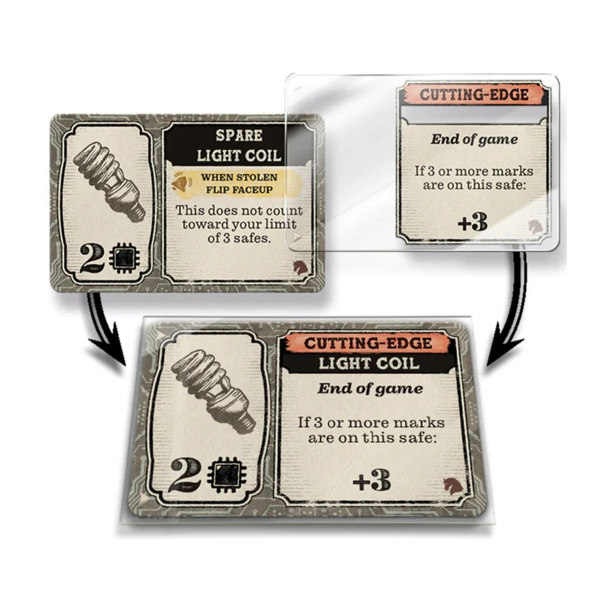 Advanced safe and mod cards from 3000 Scoundrels Double or Nothing Expansion