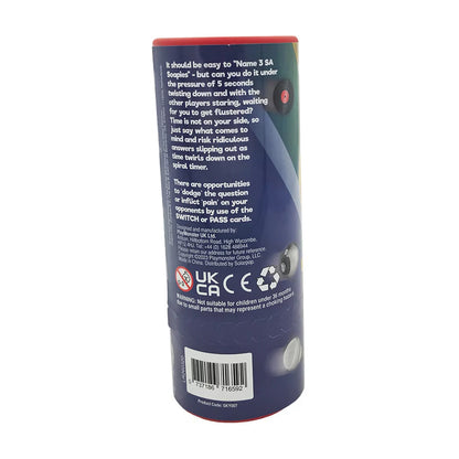 5 Second Rule South Africa Entertainment Travel Edition back of tube with game details