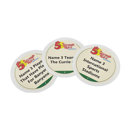 Sports question cards for 5 Second Rule South Africa Sport Travel Edition