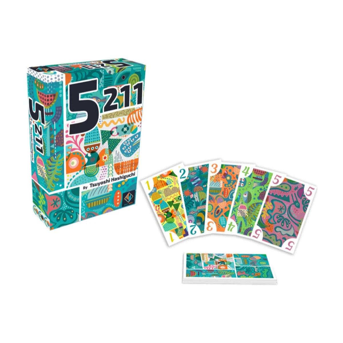 5211 card game box with numbered color cards and deck
