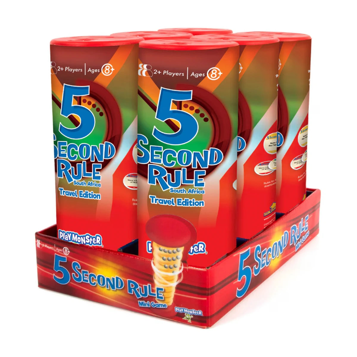 5 Second Rule South Africa Travel Edition compact party game packs in retail display tray