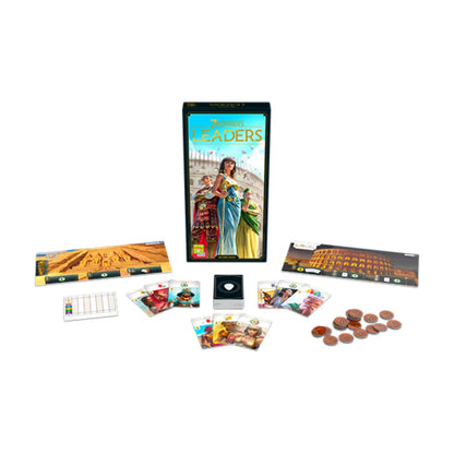 7 Wonders New Edition Leaders Expansion components with Wonder boards cards coins and score pad