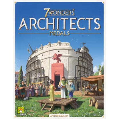 7 Wonders Architects Medals Expansion cover art showing the Rome Wonder and Medals expansion title