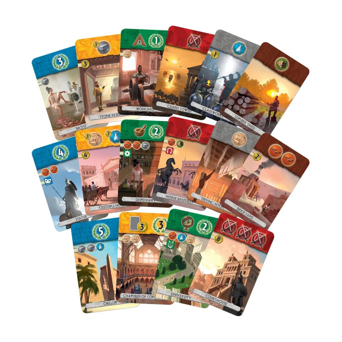 7 Wonders Duel strategy board game building cards and city development cards