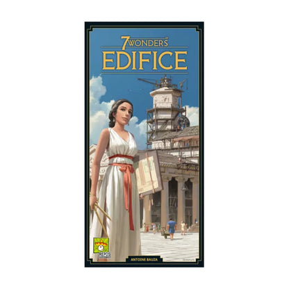 7 Wonders Edifice Expansion cover artwork featuring ancient construction and expansion box art for 7 Wonders