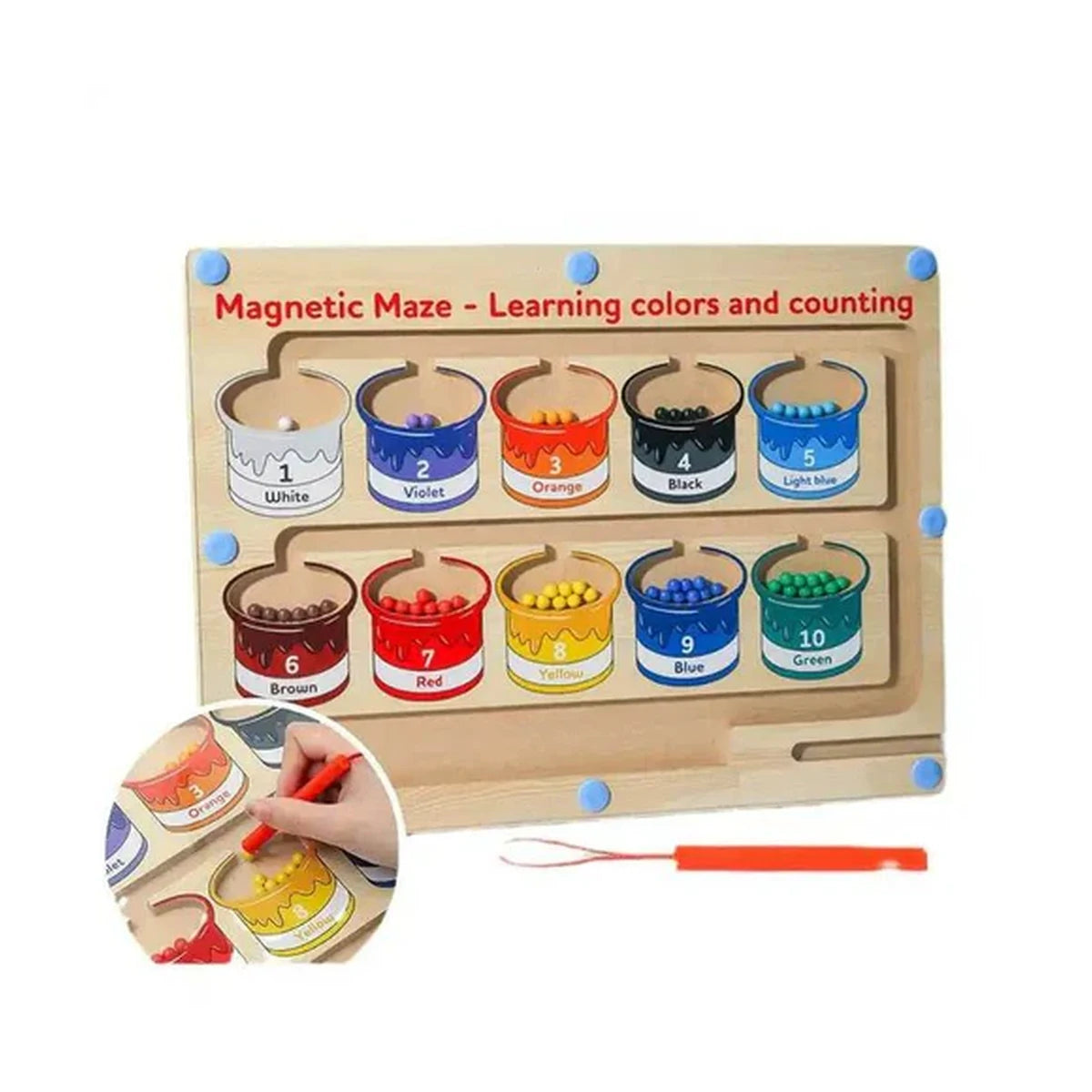 Magnetic Color & Counting Maze Board (39×29cm) - Screen-Free Kids Toy ...