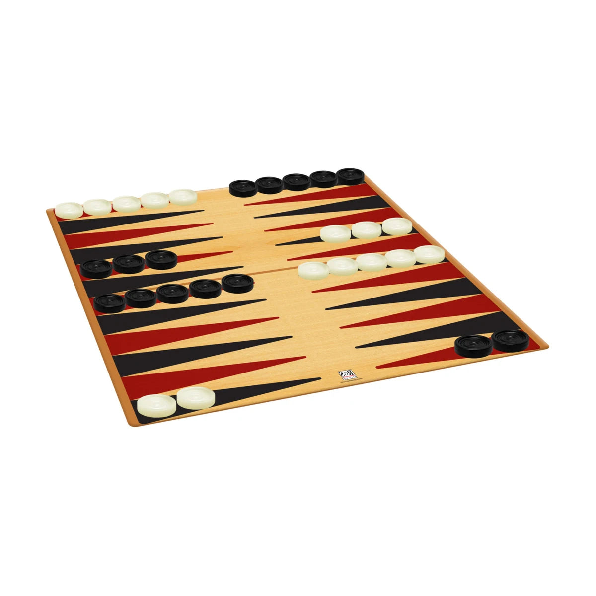 Backgammon board setup with black and white checkers – 2-player strategy board game set