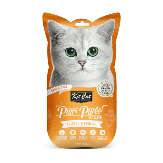 Kit Cat Purr Puree Plus+ Chicken & Fish Oil (Skin & Coat)