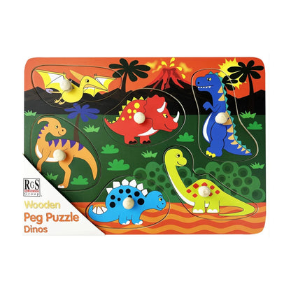 Dino Peg Wooden Puzzle 6 Pcs