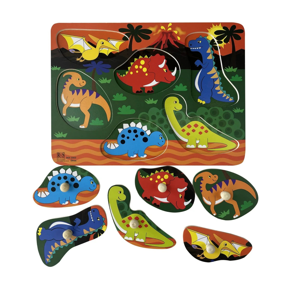 Dino Peg Wooden Puzzle 6 Pcs