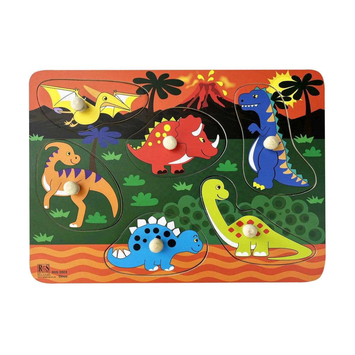 Dino Peg Wooden Puzzle 6 Pcs