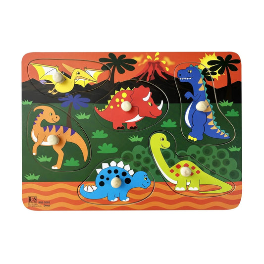 Dino Peg Wooden Puzzle 6 Pcs