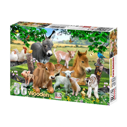 Farm Animals Wooden Jigsaw Puzzle 36 Pcs