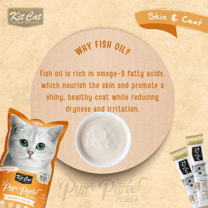 Kit Cat Purr Puree Plus+ Chicken & Fish Oil (Skin & Coat)