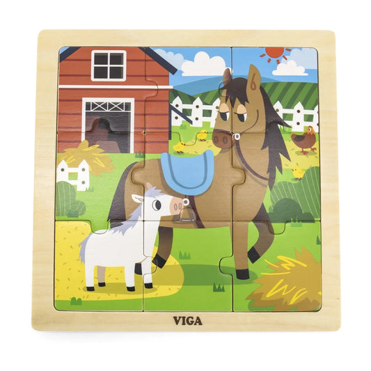 Viga Horse Wooden Puzzle 9 Pcs