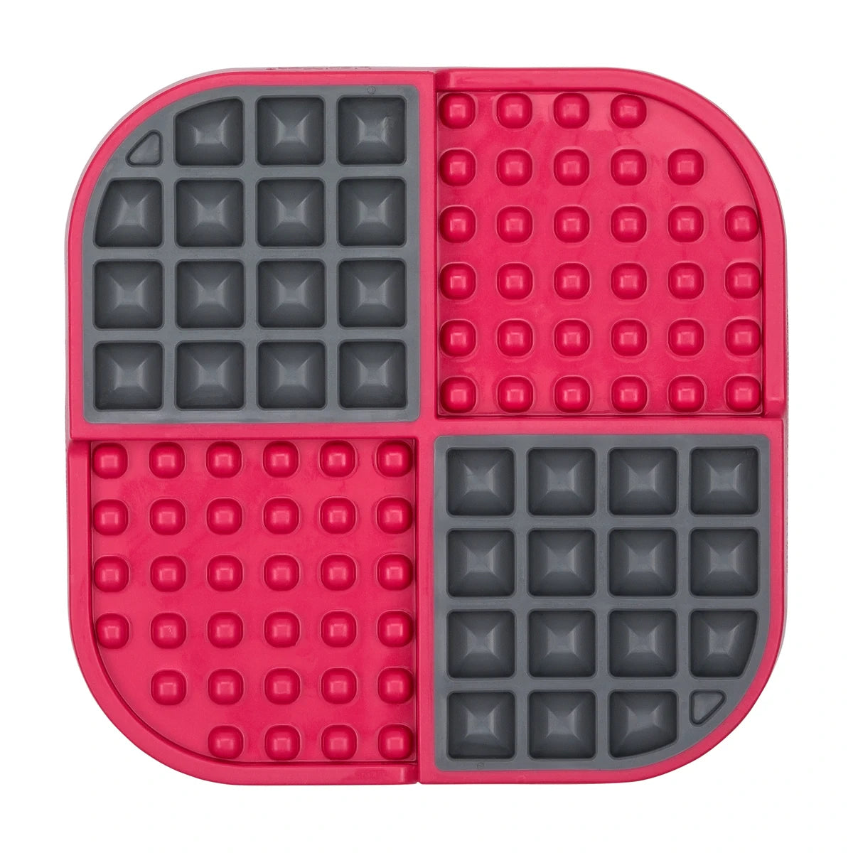 LickiMat Slomo Cat slow feeder mat in pink with dual wet and dry feeding sections