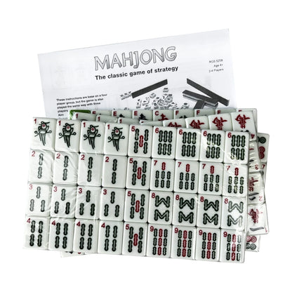 Mahjong tiles packaged with instruction sheet, beginner-friendly classic strategy game
