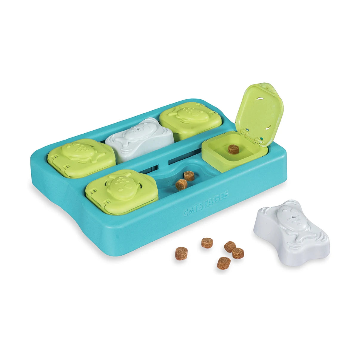 Nina Ottosson Kitty Cube Level 2 cat puzzle feeder with hidden treat compartments