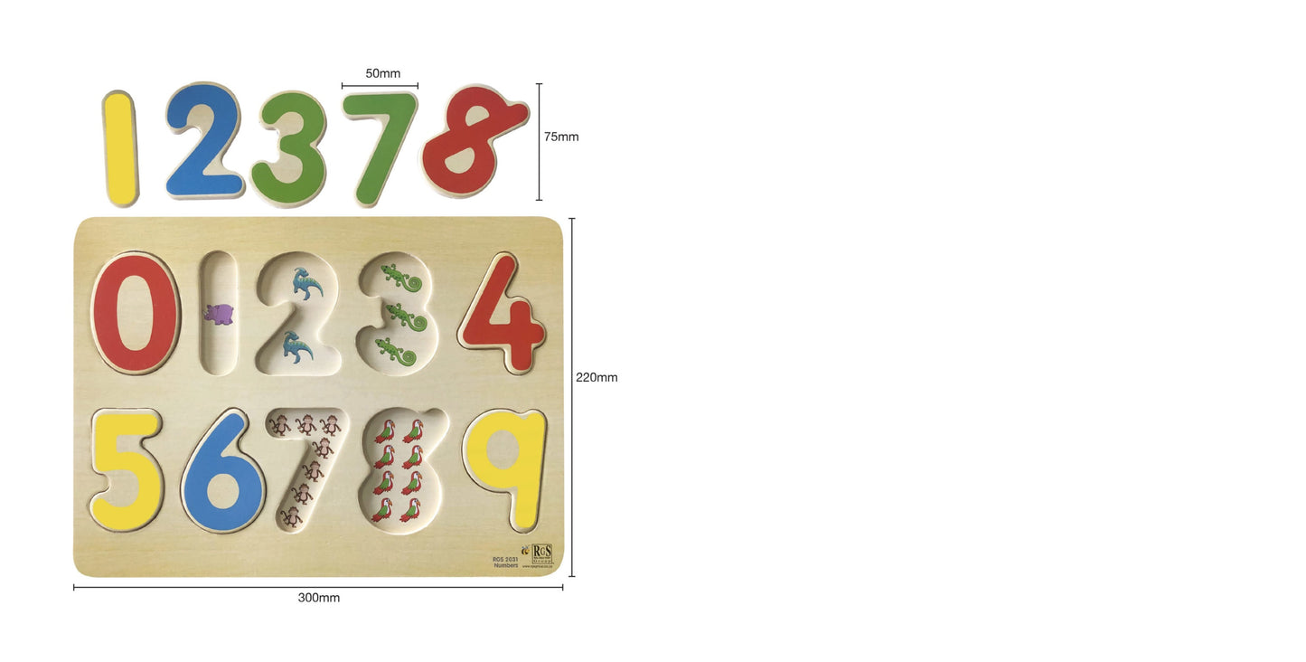 Numbers Wooden Tray Puzzle 10 Pcs