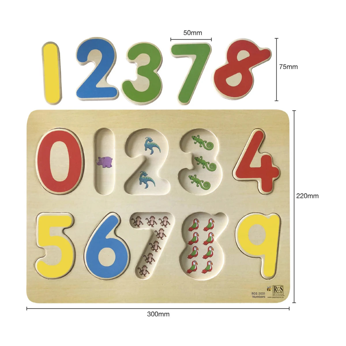 Numbers Wooden Tray Puzzle 10 Pcs