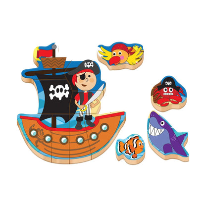 Pirate Wooden Chunky Puzzle 12 Pcs