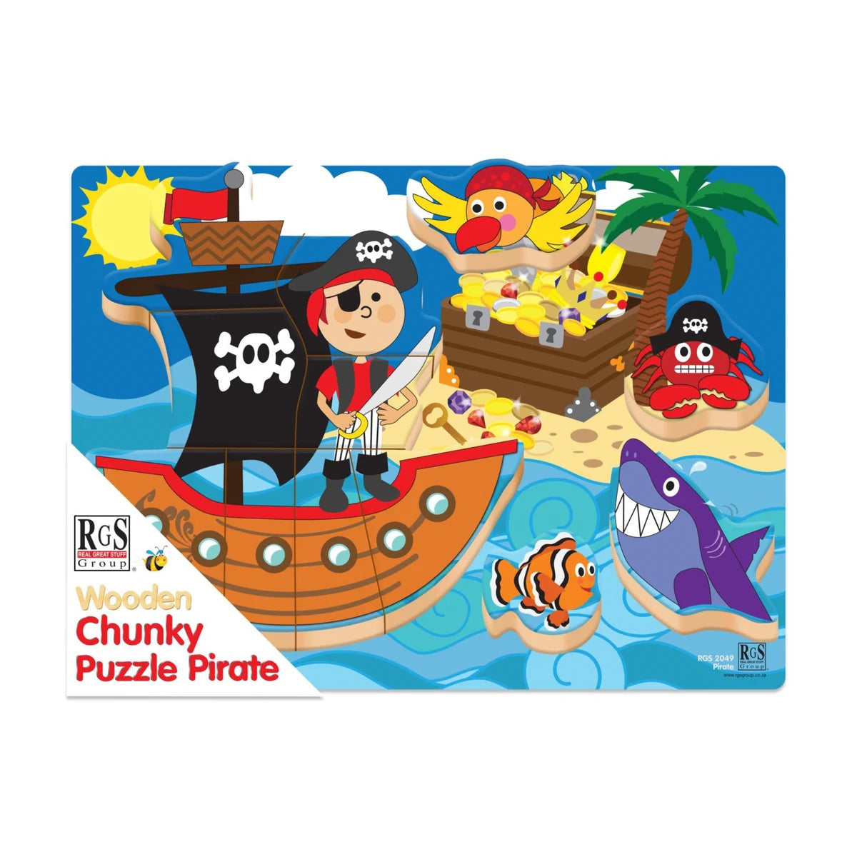 Pirate Wooden Chunky Puzzle 12 Pcs