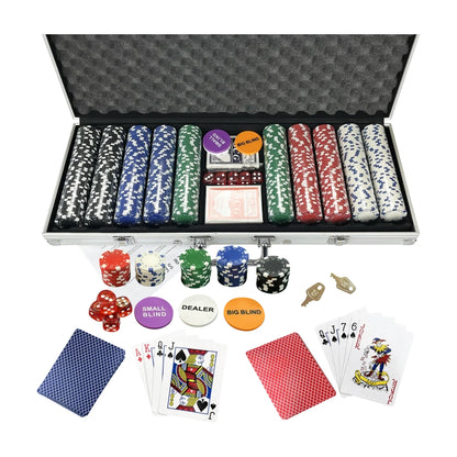 open poker set case with organized chip trays and accessories, premium poker night kit