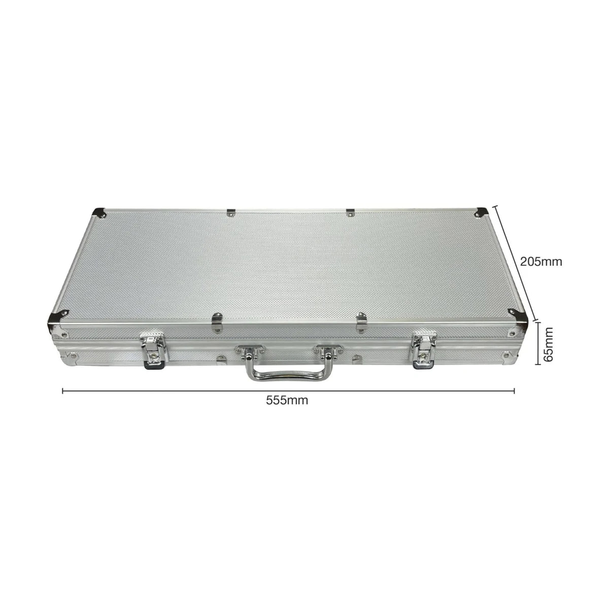 aluminium poker set carry case size 555mm x 205mm x 65mm, storage case dimensions