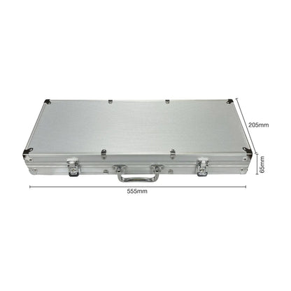 aluminium poker set carry case size 555mm x 205mm x 65mm, storage case dimensions