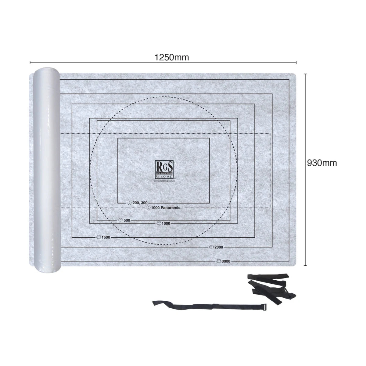 Felt puzzle storage mat with printed size outlines for 500 to 3000 piece jigsaw puzzles