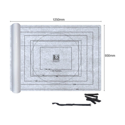 Felt puzzle storage mat with printed size outlines for 500 to 3000 piece jigsaw puzzles